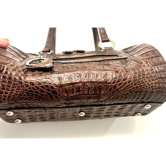 Vintage RIVER Genuine Alligator Skin Rectangular Shoulder Bag Handbag Unique - Picture 5 of 16